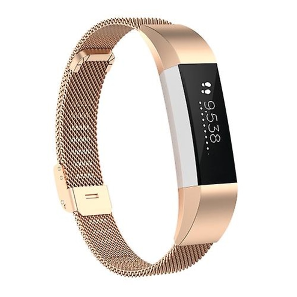 For Fitbit Alta / Alta Hr / Ace Watch Button Mesh Metal Replacement Strap Watchband SLZ Rose Gold