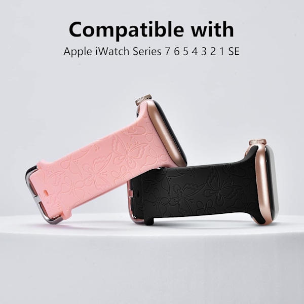 Fjärilsgraverede remme, der er kompatible med Apple Watch Band 38 mm 40 mm