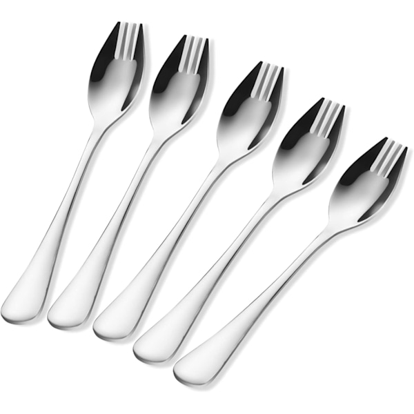 5 stk Sporks bestikk i rustfritt stål for camping og reiser