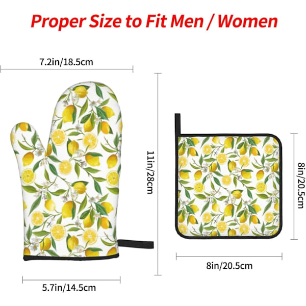 Gul citron orange ugnsvantar och grytunderlägg set set av