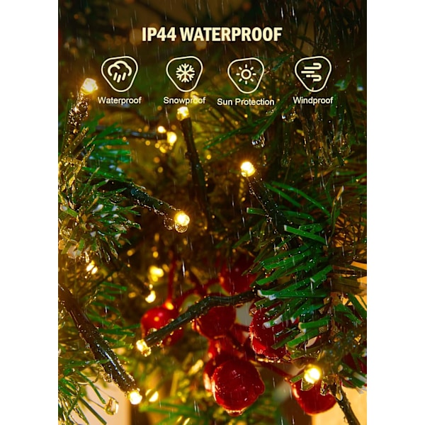 Julelys utendørs klyngelys - 1000 LED-er 50 fot 4X lys 8 moduser timer fjernkontroll, vanntett plugg i fe-strengelys, juletre