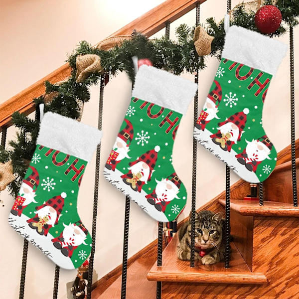 Julklapp, personliga julklappsstrumpor 2-pack Jultomte Julgran Buffelrutig 45,7 cm Julstrumpor Hängande Prydnad