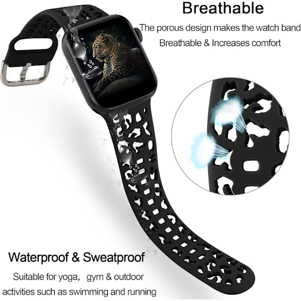 Leopard ihåligt silikonband som är kompatibelt med Apple Watch 38 mm