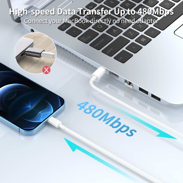 3-pakning Iphone 14 13 12 11 hurtiglader,【Apple Mfi