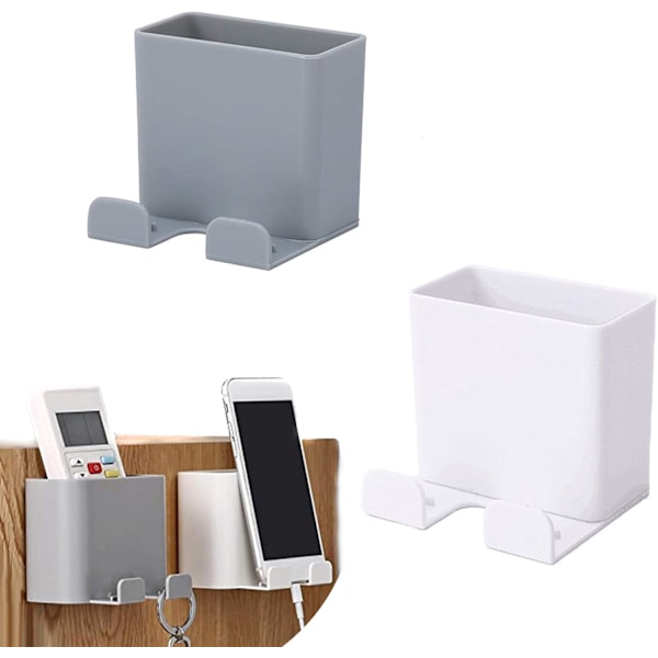 2 Pakning Veggmonterte Telefonholdere, Telefonholder for Vegg Selvklebende Mobiltelefon Smartphone Ladebraketter Holdere Hylle Fjernkontroll Stativ Organizer S