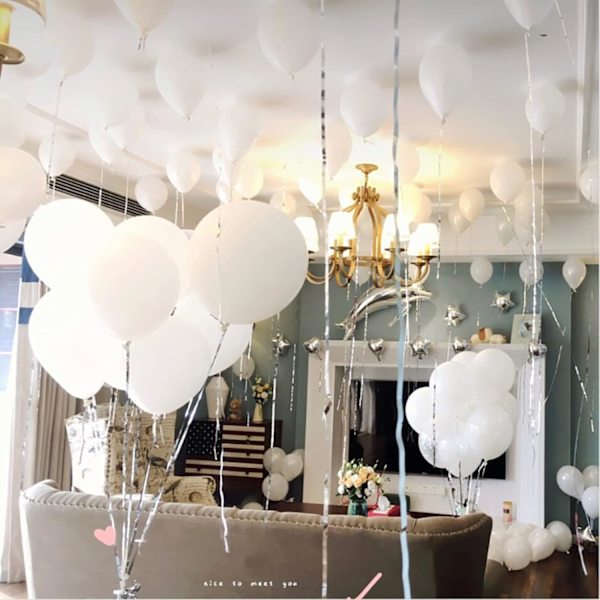 5 toms hvite lateksballonger, 100 stk Mini tykke hvite partyballonger