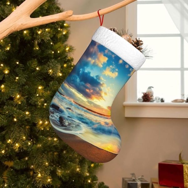 Julstrumpor med solnedgångsstrandmotiv, Hållbara, Mjuka Att Ta På, Unika Presenter. Sonnenuntergang Strand Einheitsgröße Sonnenuntergang Strand Ein