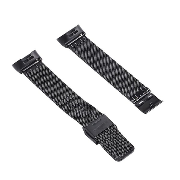 For Fitbit Charge 4 Dobbelt Forsikringsspændemilansk Urrem FDT Black