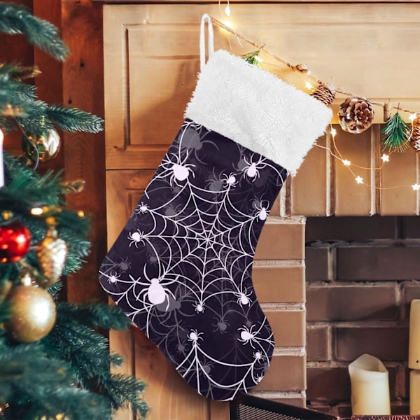 Julklapp, personliga julklappsstrumpor 2-pack Abstrakt Halloween Spindelnät 45,7 cm Julstrumpor Hängande Ornament Eldstad för B