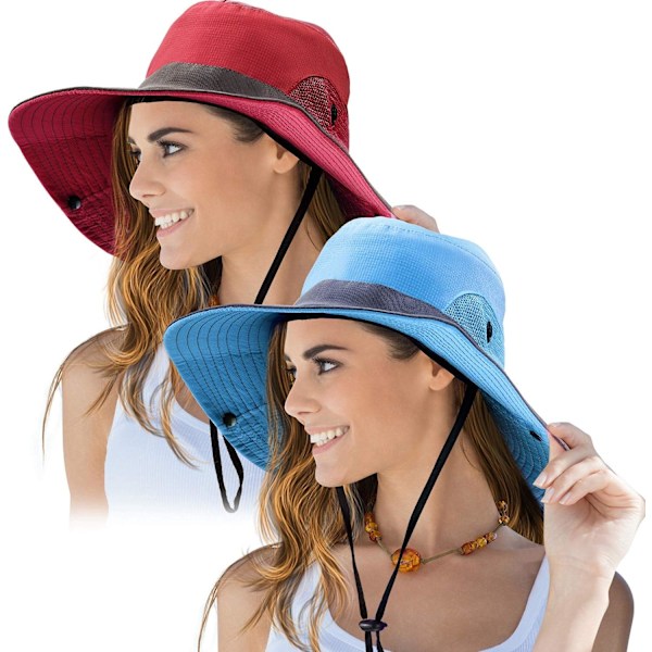 2 st kvinnors utomhus solhatt UV-skydd hopfällbar mesh bred brätte strand