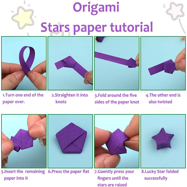 Origamipapper, 1030 ark - Dubbelsidigt stjärnpapper i 27 färger