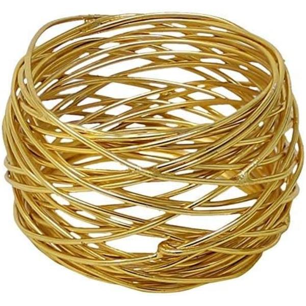 Gylne runde mesh serviettringer - sett med 12 for bryllup, middagsselskaper eller hver dag