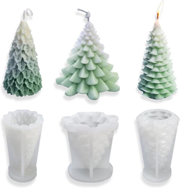 Juletræ Silikoneform 3D Lysforme til Fremstilling af Træformet Silikone Epoxy Resin Form 3D Julefyrtræ Silikoneform til Epoxy Resin