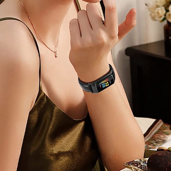 Rem för Fitbit Charge 5 - Äkta läderersättningsband för kvinnor och män