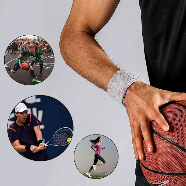 Fugtabsorberende sportsarmbånd - 2 stk. til fitness, tennis, løb og mere