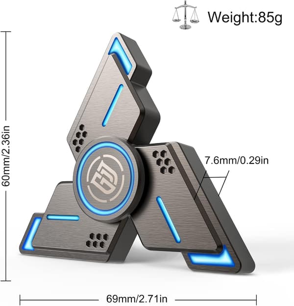 Fidget Spinner Stress Relief Skrivebordsleker Fidget Leker for Barn, Kvinner og Menn - Grå