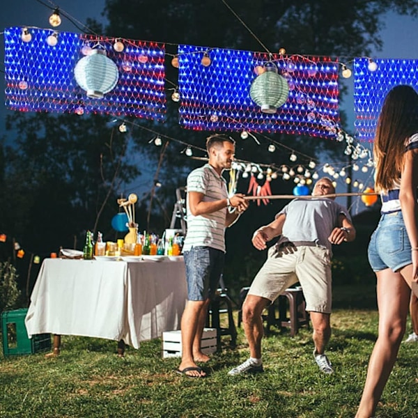 (Nytt) Amerikansk flagglys, 420 LED USA flaggnettlys, utendørs vanntett patriotiske ornamenter for uavhengighetsdagen nasjonaldag 4. juli