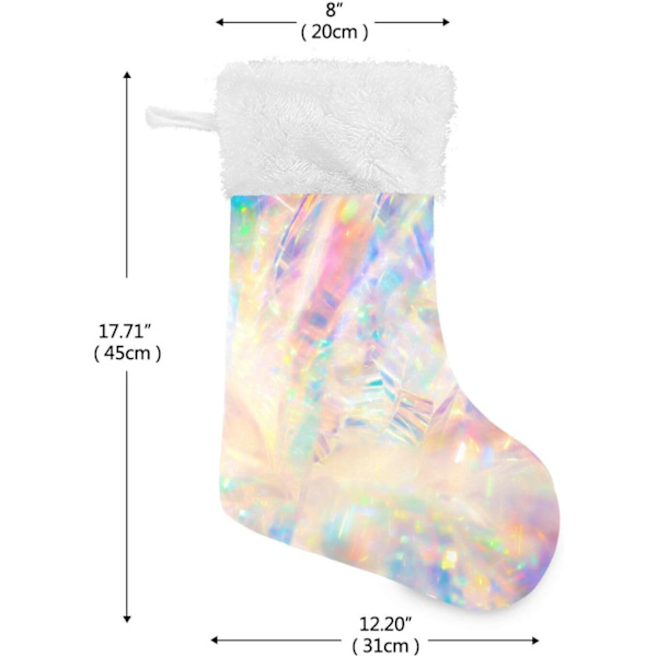 Julklapp, Personliga Julklappsstrumpor 2-pack Holografisk Swirl Regnbåge Modern 45,7 cm Julstrumpor Hängande Ornament Kam