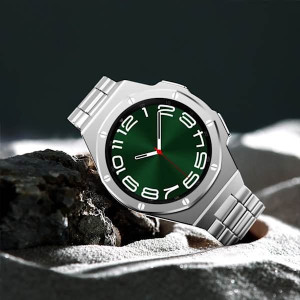 Luksus etui designet til Galaxy Watch 6 Classic 47mm 2023, robust militærbeskyttende metal kofanger etui med taktisk rustfrit stålbånd til