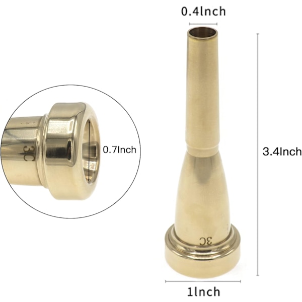 Guldpläterad 3C Trumpet Munstycke - Metall Trumpet Tillbehör