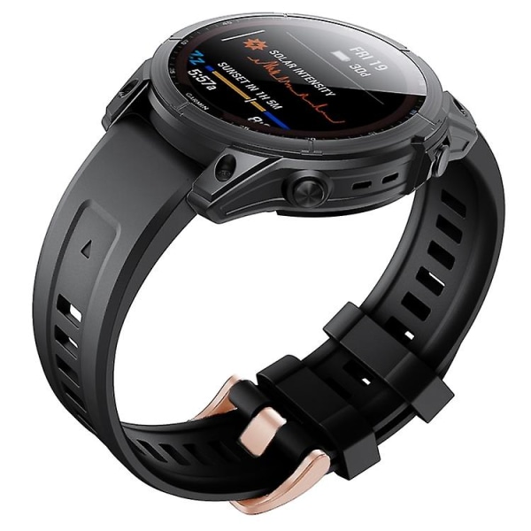 För Garmin Fenix 7s Silikon Roséguld Spänne Klockarmband UUS Black