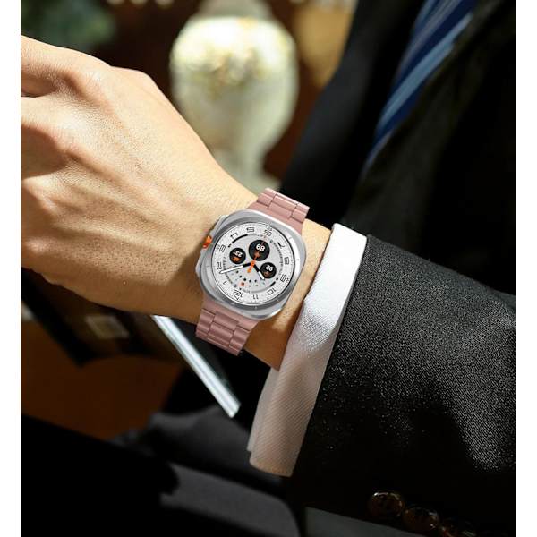 Galaxy Watch Ultra-reimer, sømløs metallrem i rustfritt stål for Galaxy Watch 7 Ultra-reim 47 mm, menn og kvinner, rosarosa