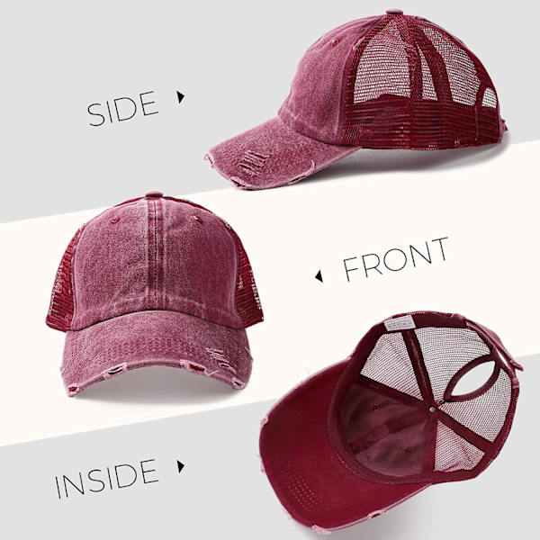 Womens Distressed Baseball Cap Mens Mesh Back Sport Hat Versatile Washed Dad