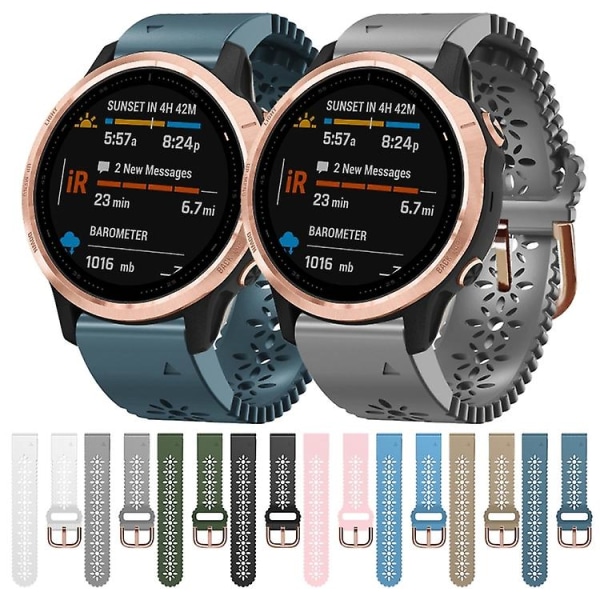 Til Garmin Fenix 6s 20mm Dame Silikonurrem Med Blonder NJW Pink