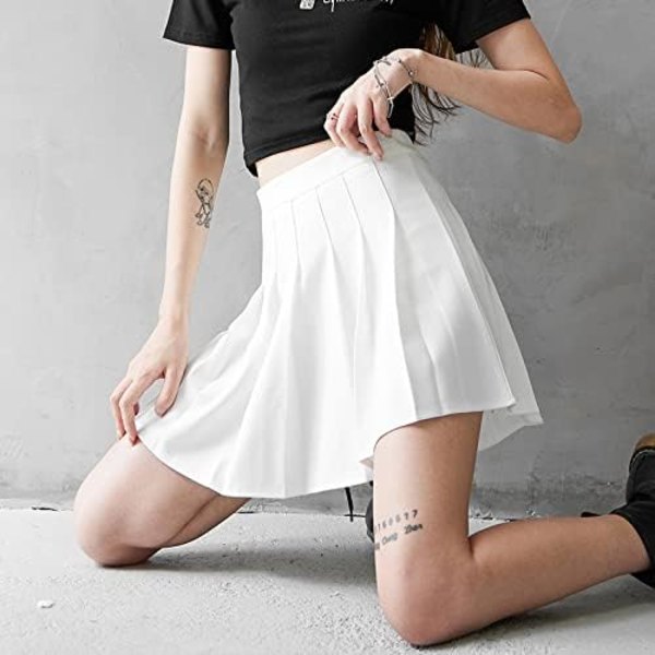 Elastisk midje jenter kvinner høy midje plissert skjørt vanlig mini skoleuniform