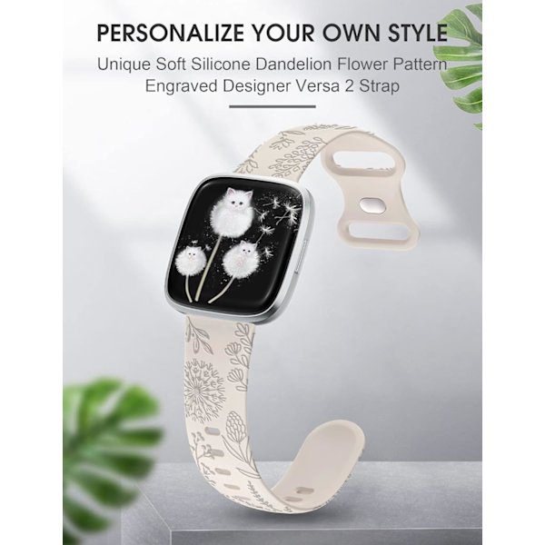 Graverade silikonband för Fitbit Versa 2 - Maskrosmönster