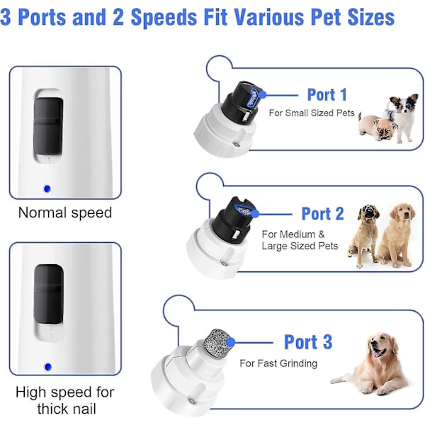 Casfuy hundeklosliper med LED-lys - Oppgradert 2-trinns elektrisk kraftig smertefri potepleie for små, mellomstore og store hunder
