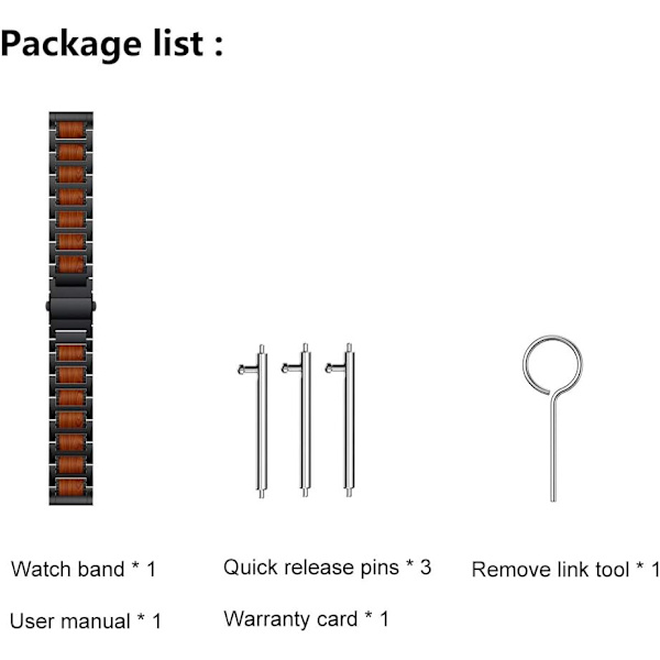 Kompatibel med Galaxy Watch 7/6 Classic 47mm/43mm/40mm/44mm Band, 20mm trä röd sandelträ metallrem kompatibel med Garmin Venu/Vivoactive