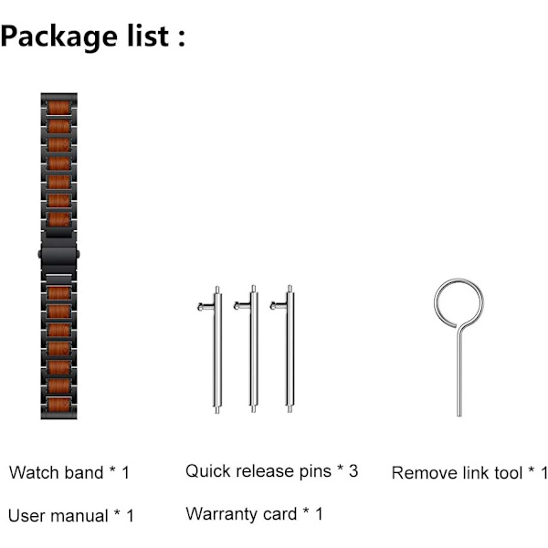 Kompatibel med Galaxy Watch 7/6 Classic 47mm/43mm/40mm/44mm Rem, 20mm Rød Sandeltre Metall Rem Kompatibel med Garmin Venu/Vivoactive