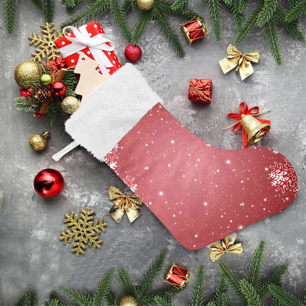 Julklapp, personliga julklappsstrumpor 2-pack Jul vita snöflingor 45,7 cm Julstrumpor Hängande prydnad spis för B