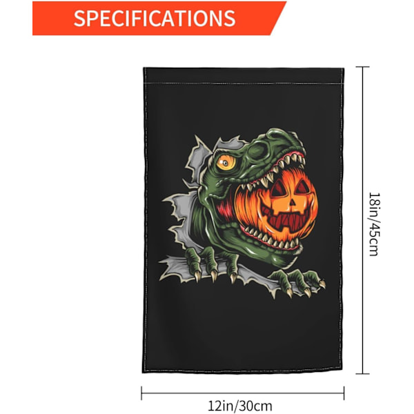 Dinosaurer som spiser Halloween-gresskar Hage 12x18 tommers utendørs uteplass plen dekorasjonsbanner Ferie Motefest Velkommen s Hvit Hvit