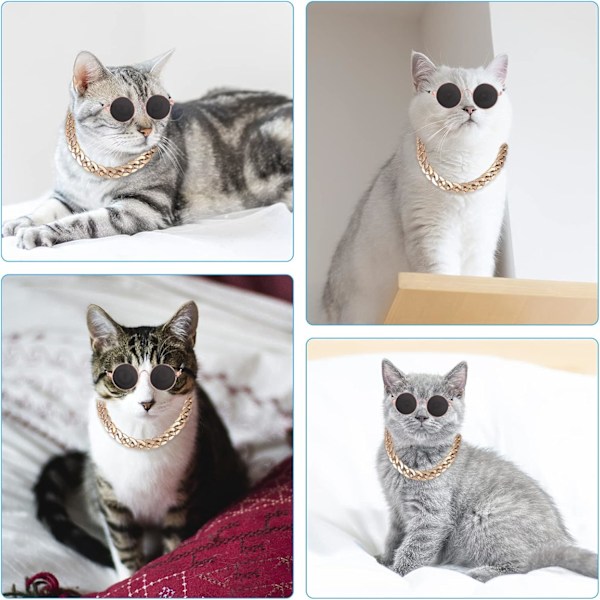 Kattesolbriller, Retro Kitten Solbriller med Rose Gold Chain Eye UV