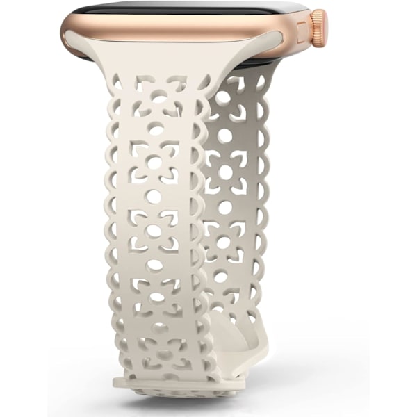 Silikonband med spetsmönster som är kompatibelt med Apple Watch -band 44 mm