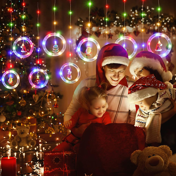 Julegardinlys med hengende lys: 11FT Led Fairy String Twinkle Xmas