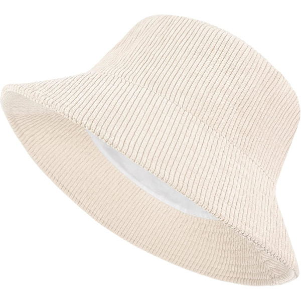 Unisex Corduroy Bucket Hat - Lättviktig Packable Sommar Solhatt för Strand och