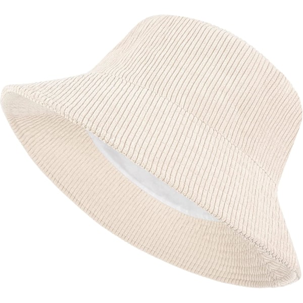 Unisex Corduroy Bucket Hat - Lett Pakkbar Sommer Solhatt for Strand og