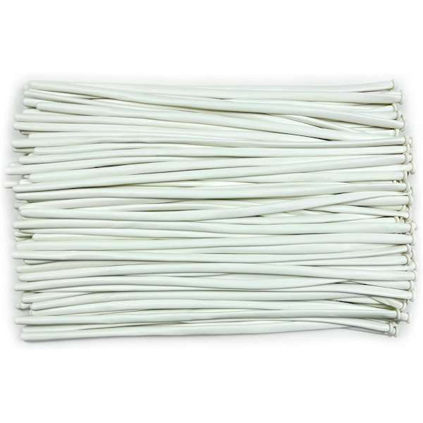 Vita ballonger, 100-pack, 260Q långa vridbara ballonger, födelsedag,
