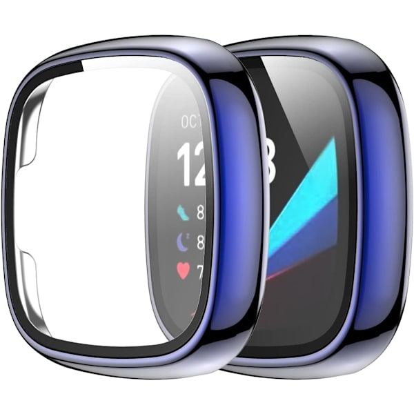 Blå blød TPU-belagt etui til Fitbit Sense/Fitbit Versa 3 - Stødsikkert Anti-Drop Cover