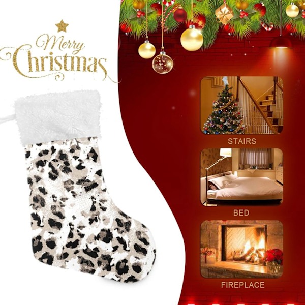 Julklapp, personliga julklappsstrumpor 2-pack Modern Leopard 45,7 cm Julstrumpor Hängande Ornament Eldstad för träddekoration 17