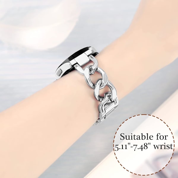 Galaxy Watch 6/5/4 Band 20mm Cowboy Chain Band för Galaxy Watch 4 5 6 Band 40 44mm, Dam Cool Dressy Metal Band för Watch 5/5 Pro/Watch 4
