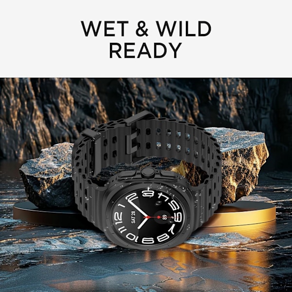 4-pak Ocean Rugged Silikonrem for Galaxy Watch Ultra 47mm Rem, Ingen Gap Myk Sport Vanntett Pustende Justerbar Galaxy Watch Ultra 47mm