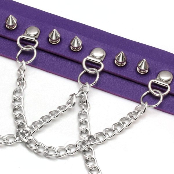 Kvinnors Choker Spike PU Läder Halsband Nitar Legering Kedja för Goth