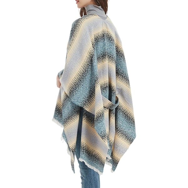 Snygg klockblock poncho cape dam oversized stickad sjal wrap med bälte