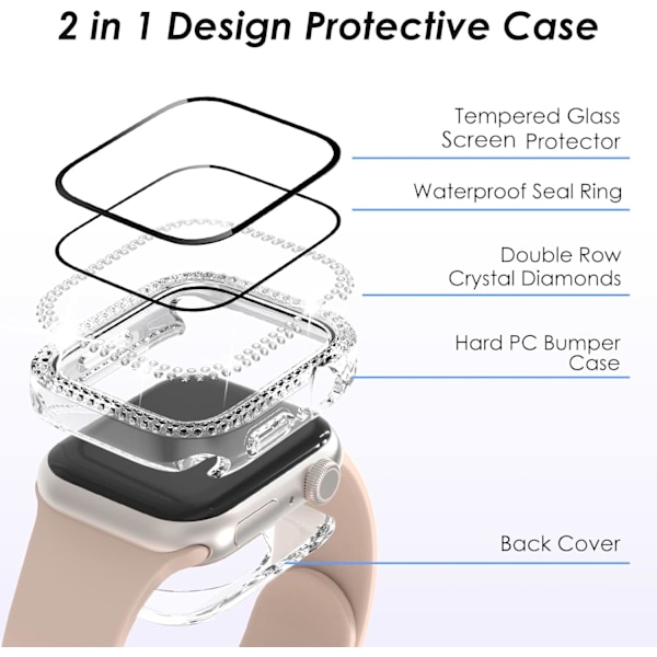 2 i 1 Bling Vandtæt Etui til iWatch Series 8