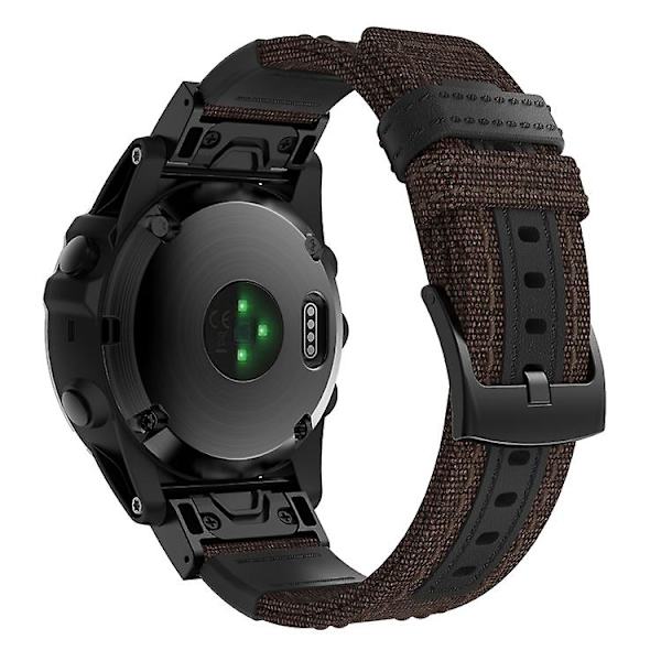 Canvas och läder klockarmband för Garmin Fenix5x Plus Fenix3, handledsrem storlek: 150+110mm XEP Brown