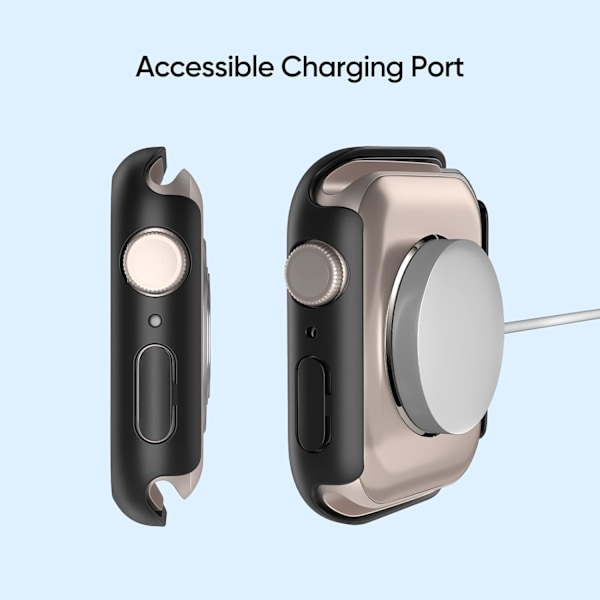 2-pak Etui Designet til Apple Watch Series 8 / Series 7 (45 mm) Slankt Etui m/Indbygget Skærmbeskytter af Hærdet Glas - Sort